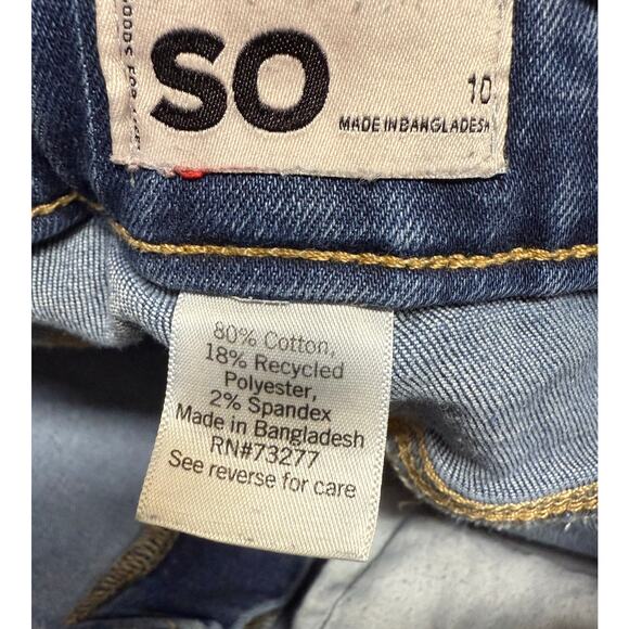 SO Girls Denim Distressed Cuffed Blue Jean Shorts Size 10 - Picture 3 of 3